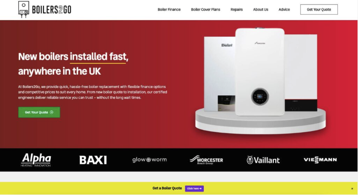 Boilers 2 Go website